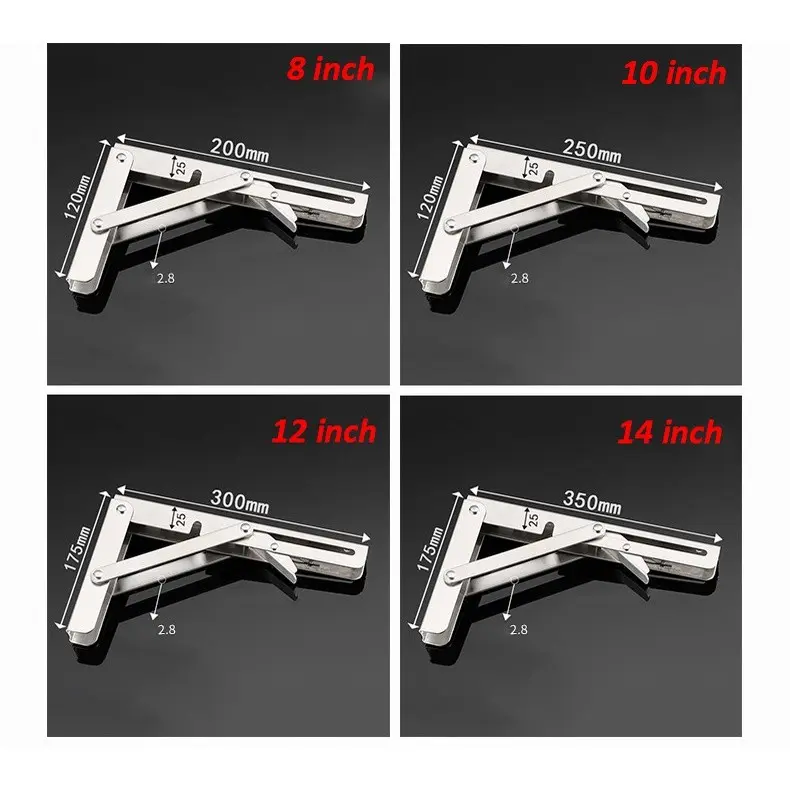 [INOX- 2 CÁI] Bản lề gấp gọn thông minh-giá đỡ treo tường chịu lực cao 3
