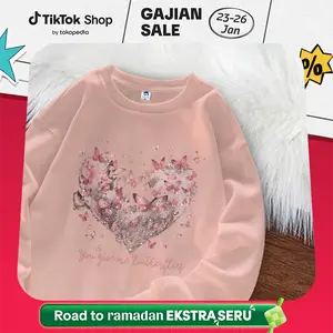 Louis - Tshirt Digital Printing Lengan Panjang Tangan Karet | Love Kupu-Kupu | Cocok Untuk Ootd |  Cotton