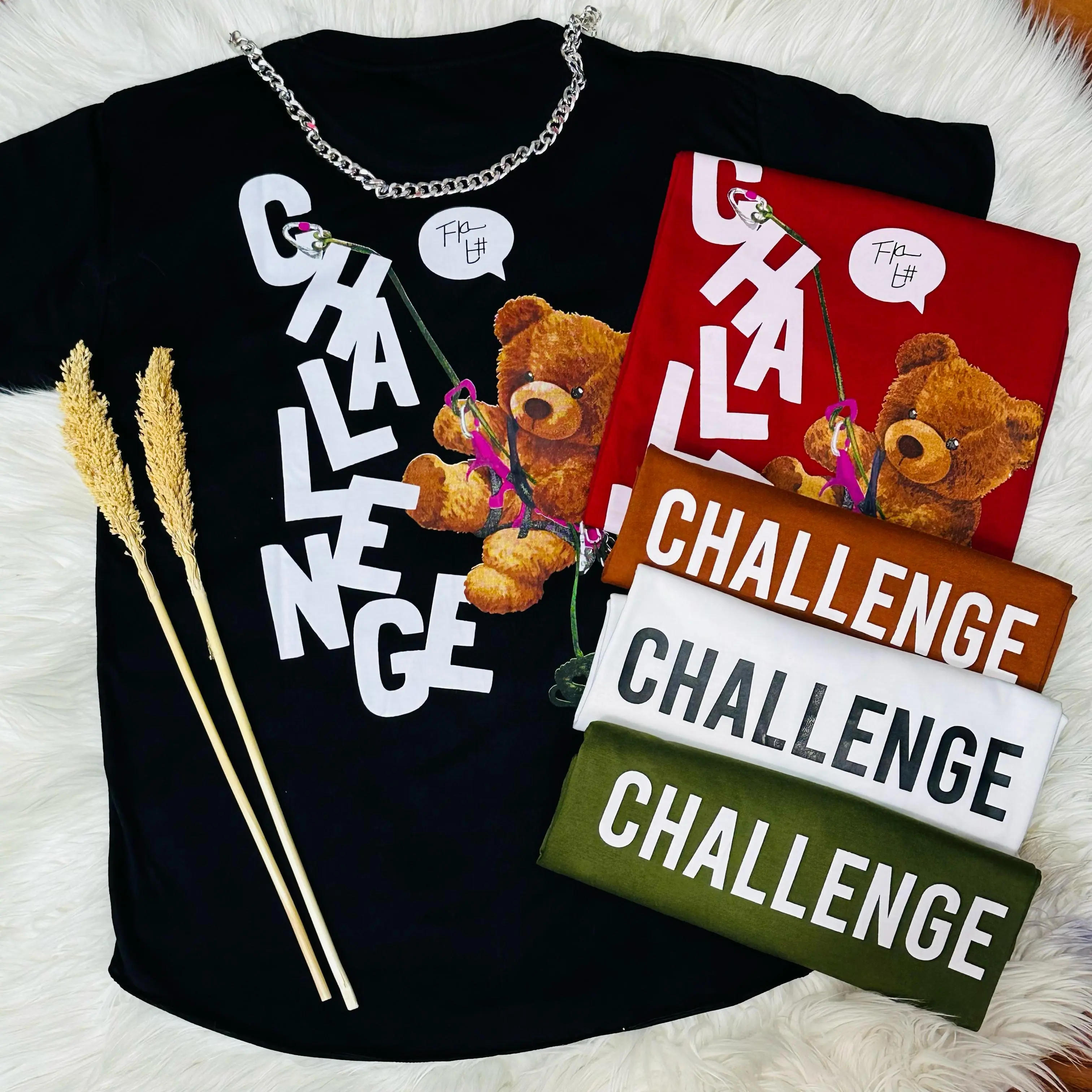 [CUCI GUDANG]Kaos Wanita Pria Anak Teddy Bear Challenge Model OvalOversize Bahan Katun Lengan Pendek - seragam keluarga 2023 Combed Tunik Baju Couple Pasangan Custom Atasan Motif Panjang Dewasa