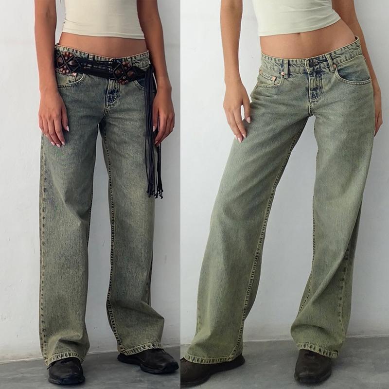 Product Introduction of Women Casual Low Rise Jeans Fashion Loose Straight Leg Denim Pants with Pockets for Summer Spring 33