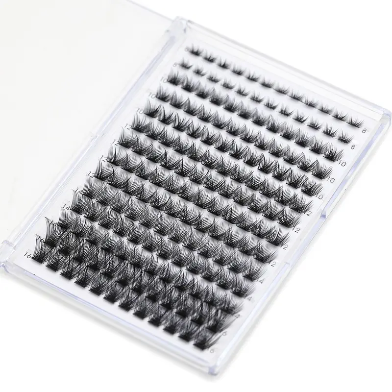 Natural Curl Eyelashes, 1 Box Individual False Eyelashes & Eyelash Glue with Tweezers, Self Grafting Eyelash Extensions, False Eyelashes Clusters 4