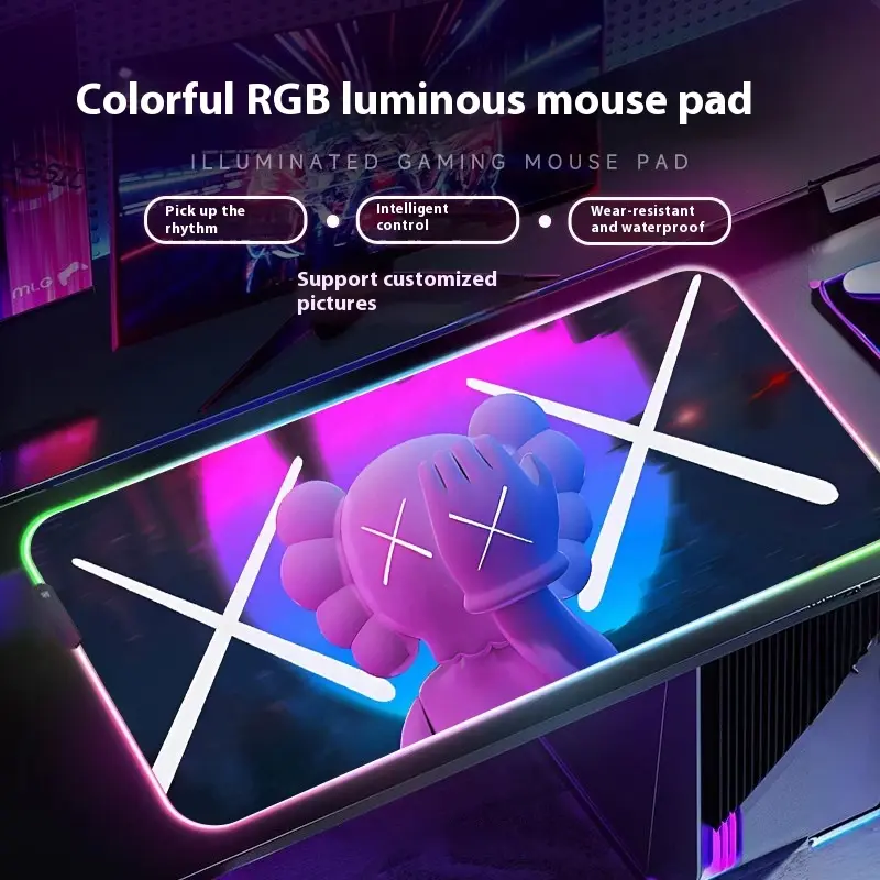 Luminous Mouse Pad Oversized RGB Gaming Electronic Sports Keyboard Pad Thicken Office Desk Pad Led Colorful Large ipadair6 ipadair4 ipadairm1