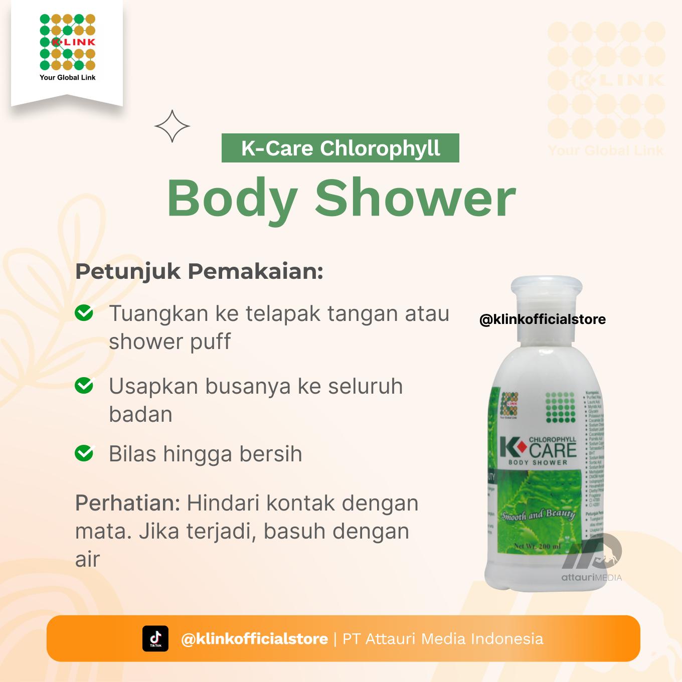 K-CARE Chlorophyll Body Shower (200 ml) Sabun Mandi Klorofil Cair Sabun Mandi K Link Official Store K-Link Original Store Attauri Soap Tubuh