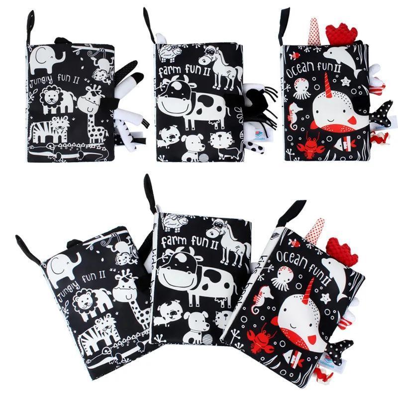 Product Introduction of Soft Baby Clothes Book Sensory Toy Black and White High Contrast Visual Stimulation Book Toddler Early Learning Educational Book 3