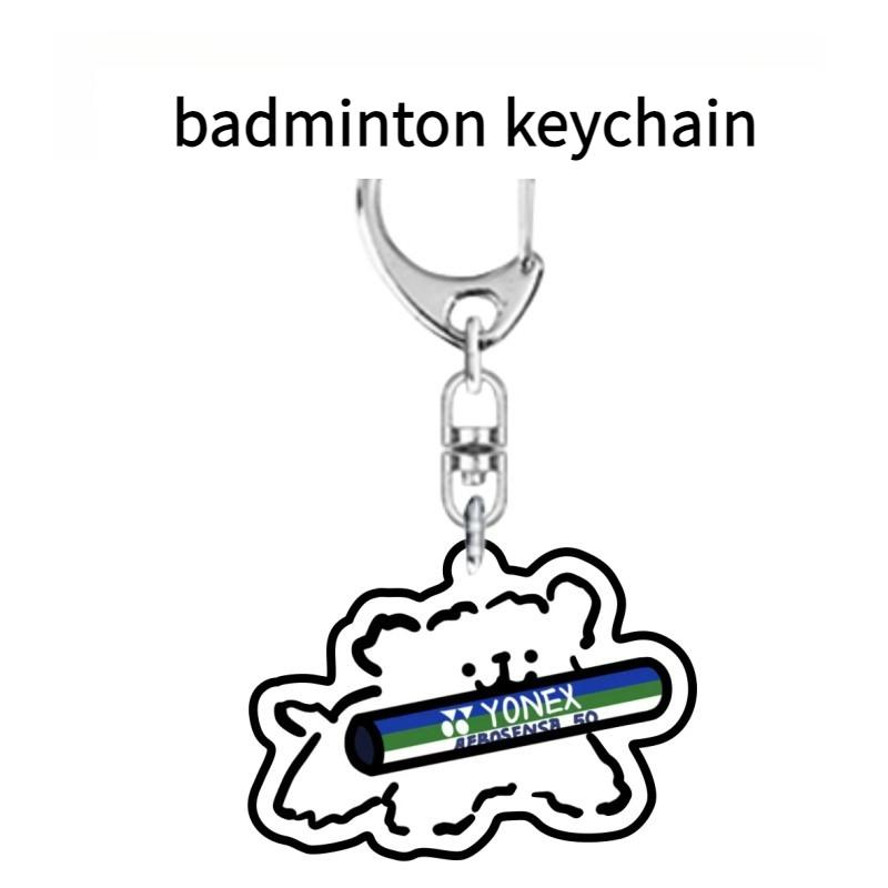 Cute dog Badminton souvenir keychain gift couple acrylic keychain pendant 4