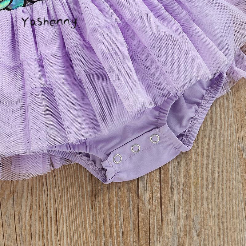 Product Introduction of Infant Baby Girls Romper Dress Fly Sleeve Mermaid Scale Print Tulle Splicing Tutu Bodysuit Summer One-Piece Clothes 35