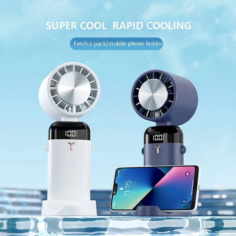 2024 New Mini Portable Handheld Air Cooling Fan ,Make Ice Sheets, Digital Display Table Folding...