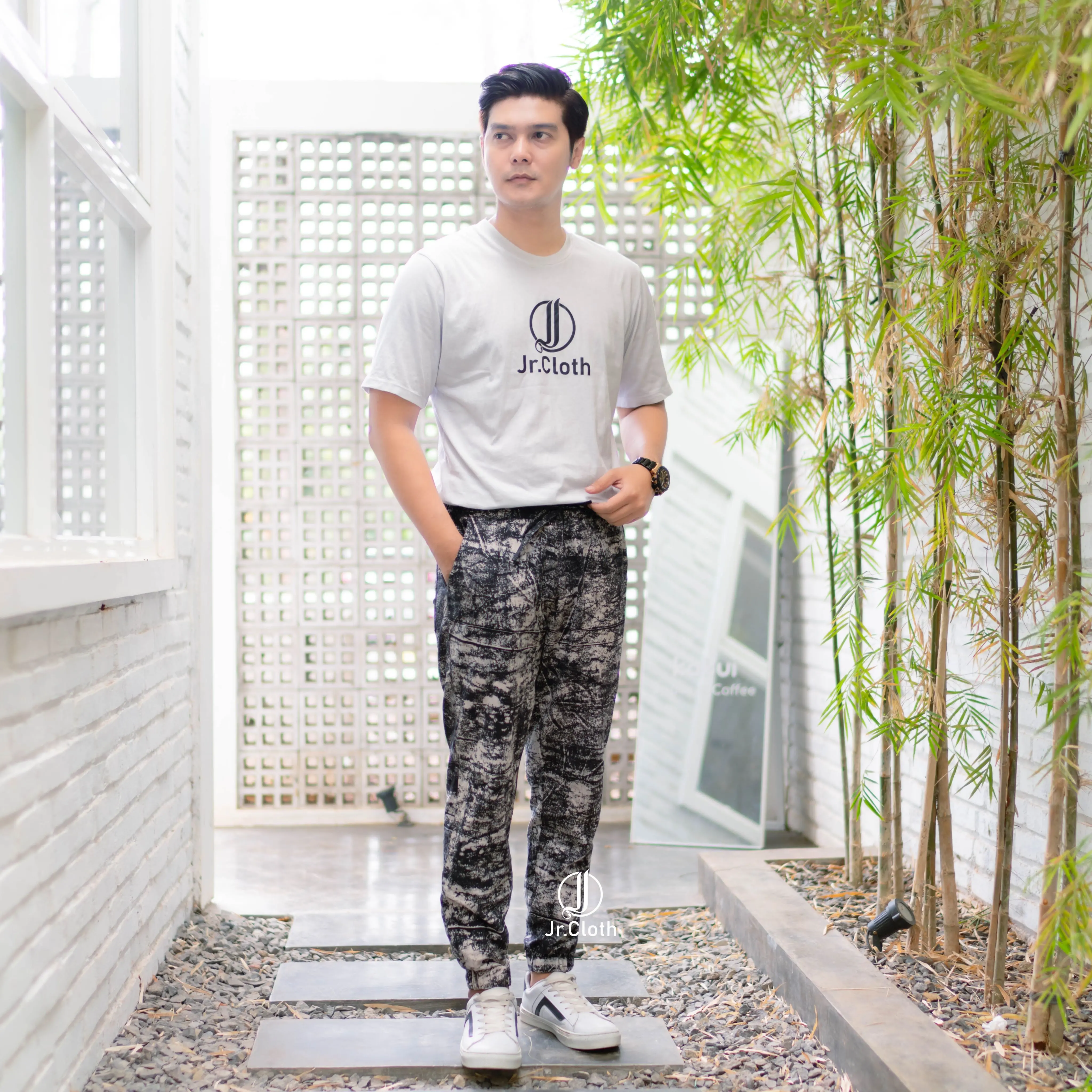 Jr cloth ~ Celana Panjang Pria Motif Abstrak Katun Karet Nyaman