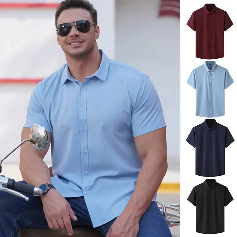 Men'S Half Button Shirt High Quality Large Size Casual Shirt Plus Size Polo Shirts For Man Menswear Top Lingerie Tropical