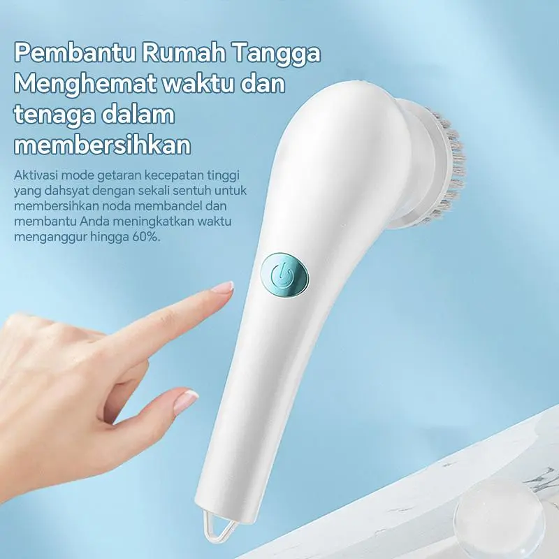 Sikat Pembersih Listrik Tanpa Kabel Genggam 5-in-1 Sikat Pembersih Tahan Air Sepenuhnya Otomatis untuk Penggunaan di Rumah 3