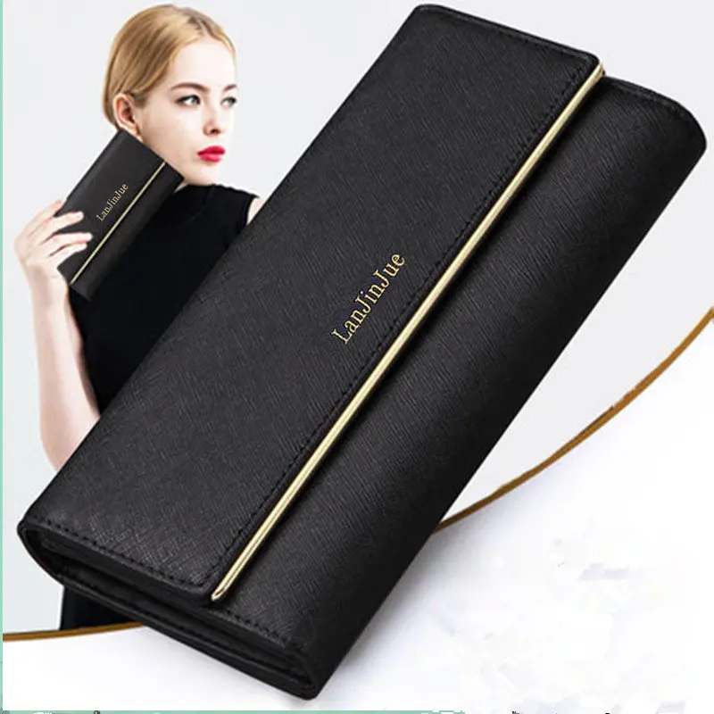 Women's Long Wallet 2024 Korean Style Fashionable Retro Three-Fold Multi-Card Large Capacity All-Match Coin Purse