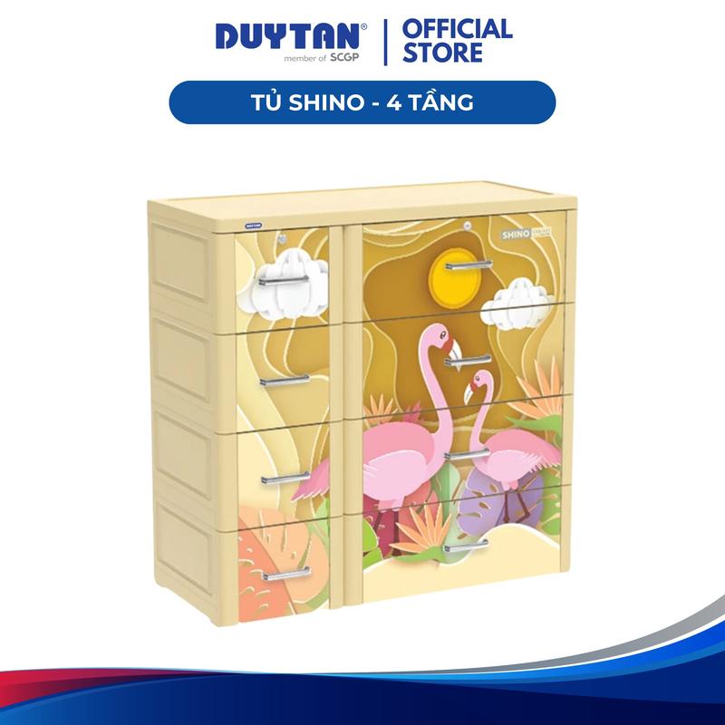 【NDT x Hoàng Vinh VN  Tủ Shino 4 tầng DUY TÂN nhựa PP/ABS, bao gồm 4 hộc lớn và 4 hộc nhỏ, tủ quần áo đa năng, tiện lợi
