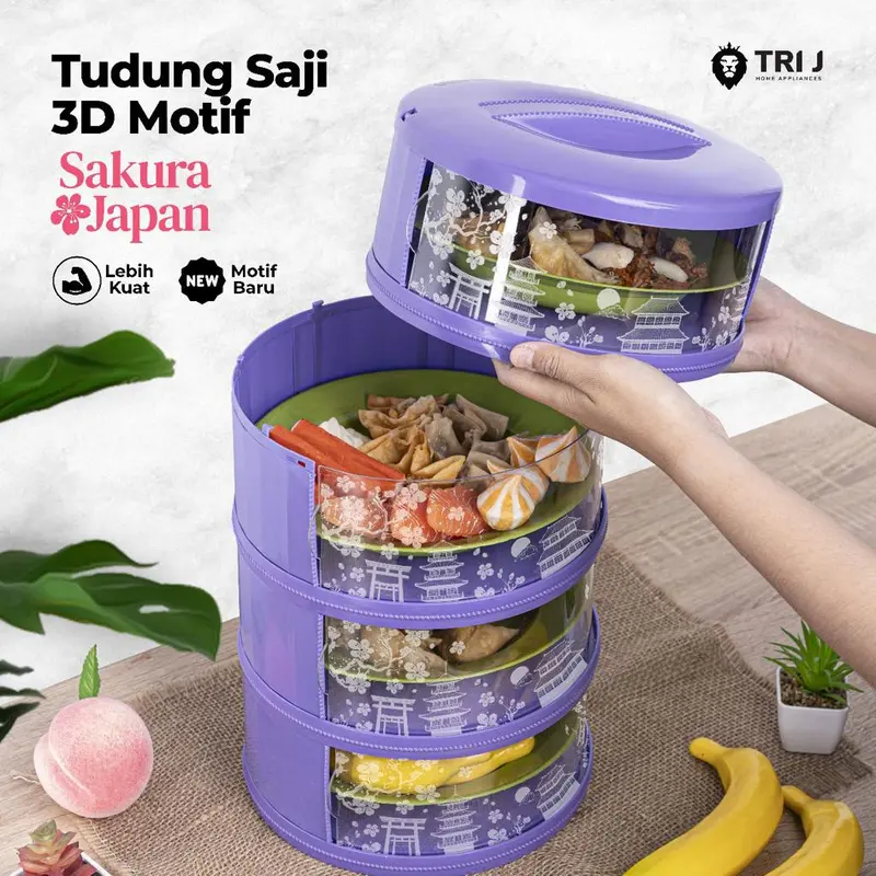 Rak Penyimpanan Makanan 4 Susun Tudung Saji Tingkat  dengan Tutup Food Storage Cover Plastik 1