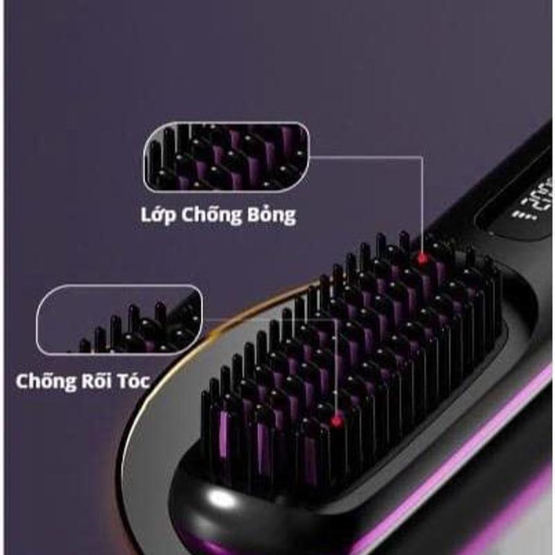 Lược Điện Không Dây Tạo Kiểu- Uốn Tóc - Duỗi Thẳng - Làm Phồng Đen/Trắng/Hồng - Sử Dụng Công Nghệ MCH Ion Âm - Women, Nữ 4