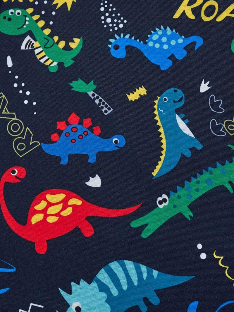 Product Introduction of Boy's Cartoon Dinosaur Print Round Neck Tee, Cute Casual Short Sleeve T-shirt for Daily Wear, Kids Clothing for All Seasons 5