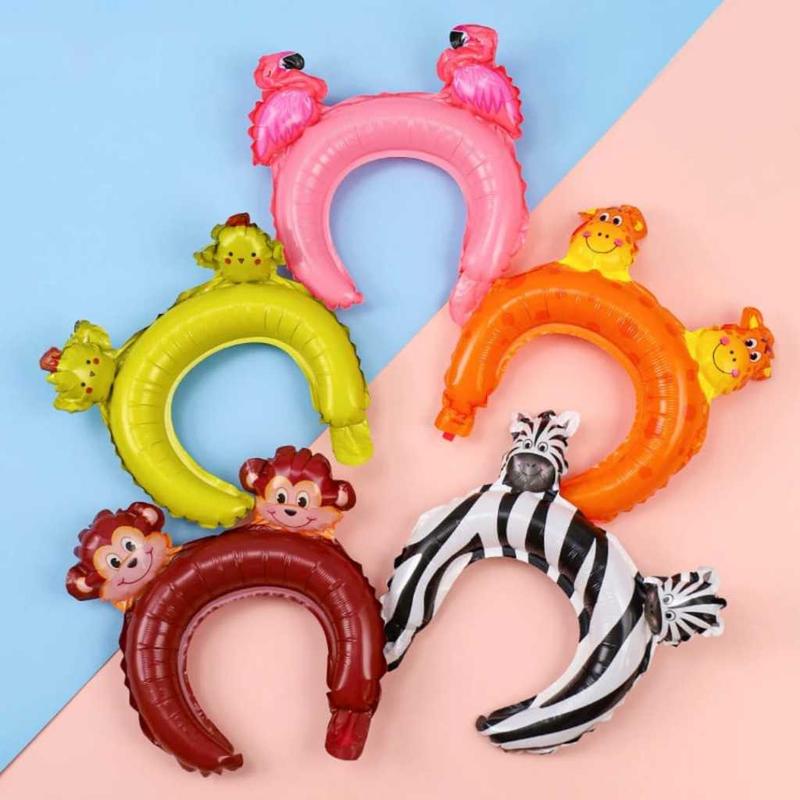 Isi 12 Pcs Balon Bando Kepala Untuk Ulang tahun Balon foil karakter Hewan Hiasan Kepala Astronot Mobil Pesawat Random balloon Plastik 2