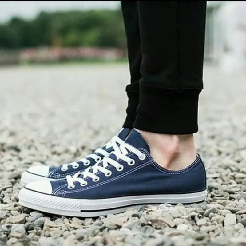 Sepatu Sneakers Allstar Biru Navi Pria Wanita Low Chuck Taylor Kasual Dongker