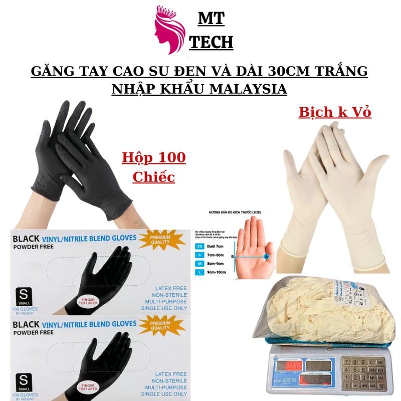 Hộp 100 Chiếc Và Bịch 500g K Vỏ Găng Tay Cao Su Đen Và Trắng, Bao Tay Cao Su Đen Nitrile Dùng Trong Phun Xăm Thẩm Mỹ