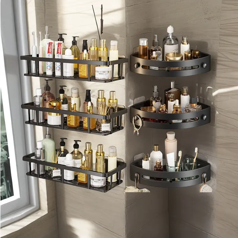 Bathroom Wall-Mounted Punch-Free Toilet Shower Bathroom Washstand Wall Storage Shelf Bathroom Storage Rack