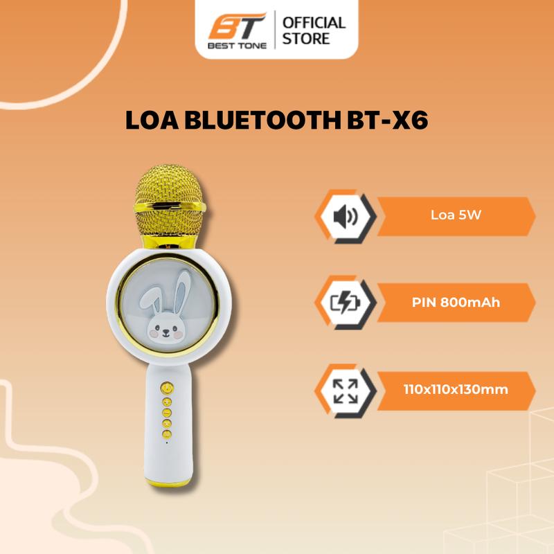 [Mic] Karaoke Bluetooth BT-X6 cầm tay, Thiết kế dễ thương, bắt âm tốt, âm thanh trong hát hay, dễ sử dụng mic bluetooth