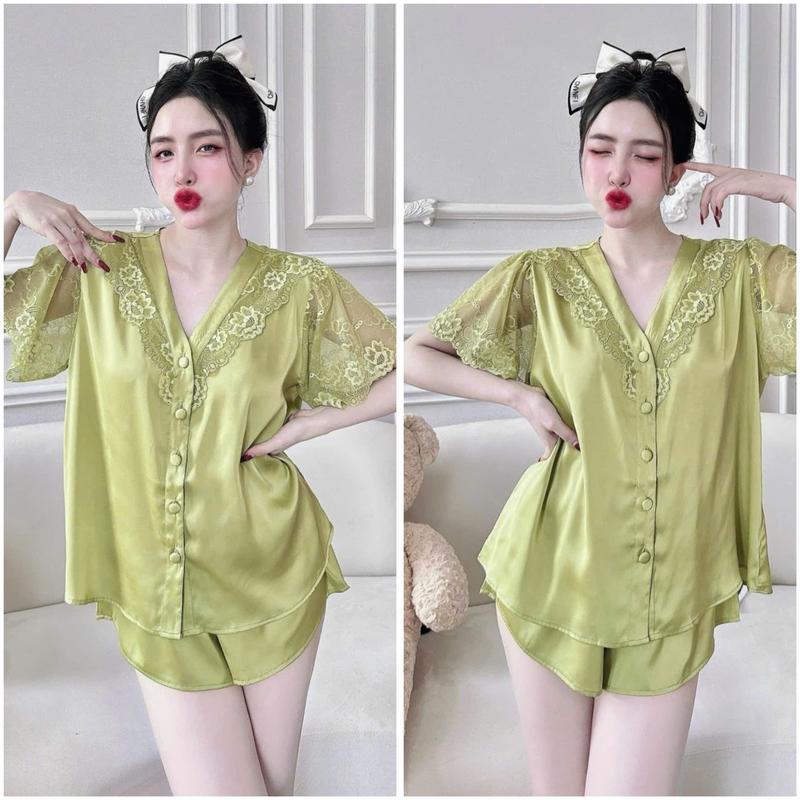 Product Introduction of Bộ Đồ Ngủ Nữ Đùi HEUN YOUNG Lụa Ren Tiểu Thư Nút Bọc 45-65kg - OD2 Women Áo Thun 12