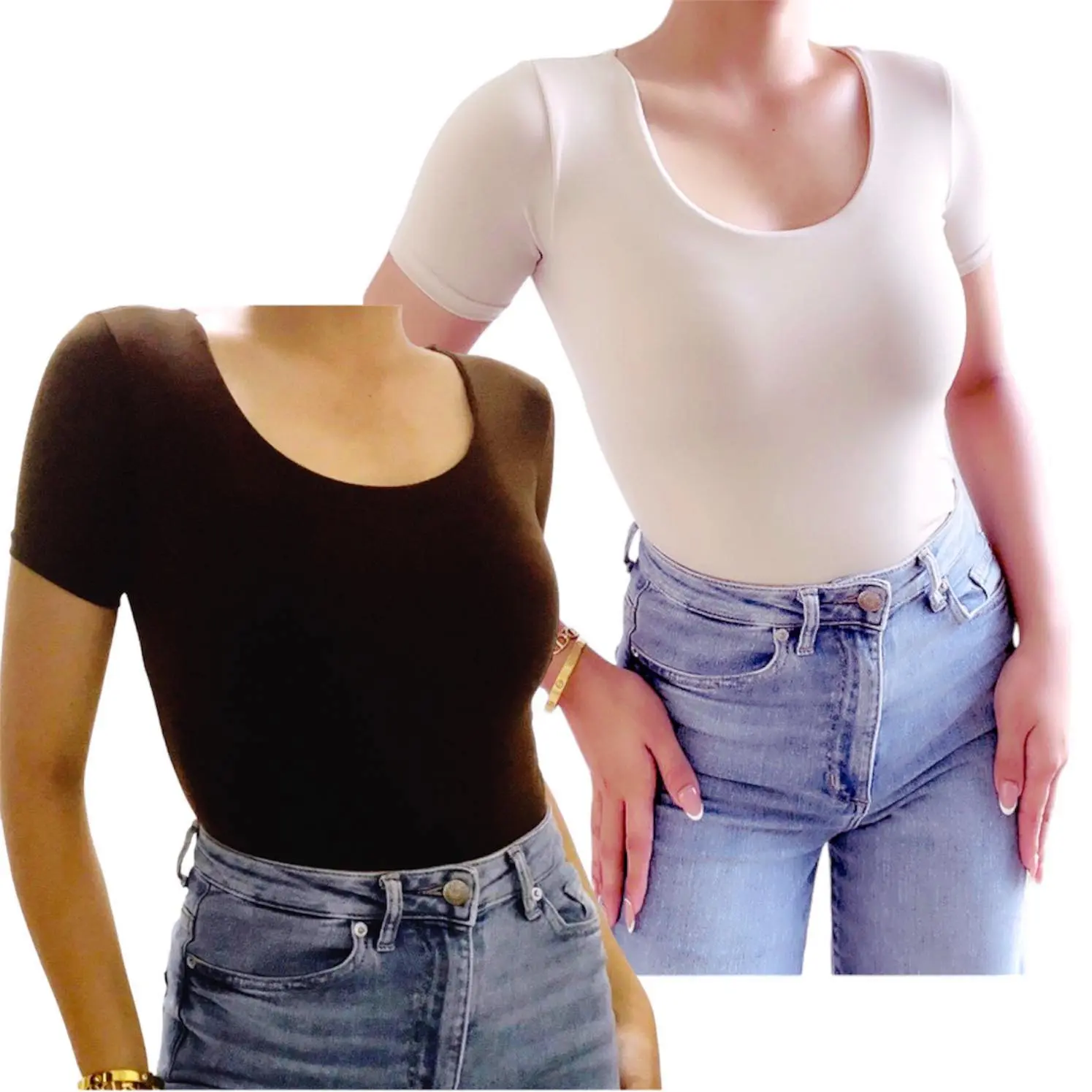 ALTHEA U-Neck Double Lining Full Length Top Womenswear  Casual Lady Comfort Streetwear Tshirt