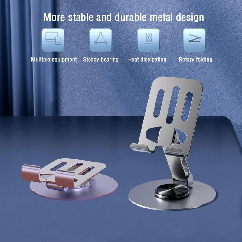 360° Rotatable Double Foldable Phone Holder, Fully Adjustable Foldable Desktop Phone Holder, Phone Accessories for Home & Office, Folding 3