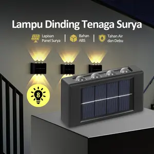 Aurop Lampu Dinding Tenaga Surya Outdoor Waterproof Lampu Dinding Otomatis Sensor Cahaya untuk Halaman & Taman dengan Panel Surya Berperforma Tinggi dan LED Performa Tinggi - Solar, Saklar