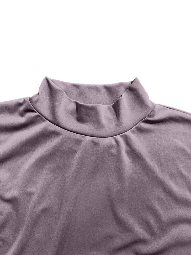 Product Introduction of Women's Solid Drop Shoulder Mock Neck Sweatshirt & Drawstring Waist Pants Two-piece Set, Casual Fashion Cozy Breathable Two Piece Outfits for Daily Outdoor Wear, Women Clothes for Fall & Winter 9