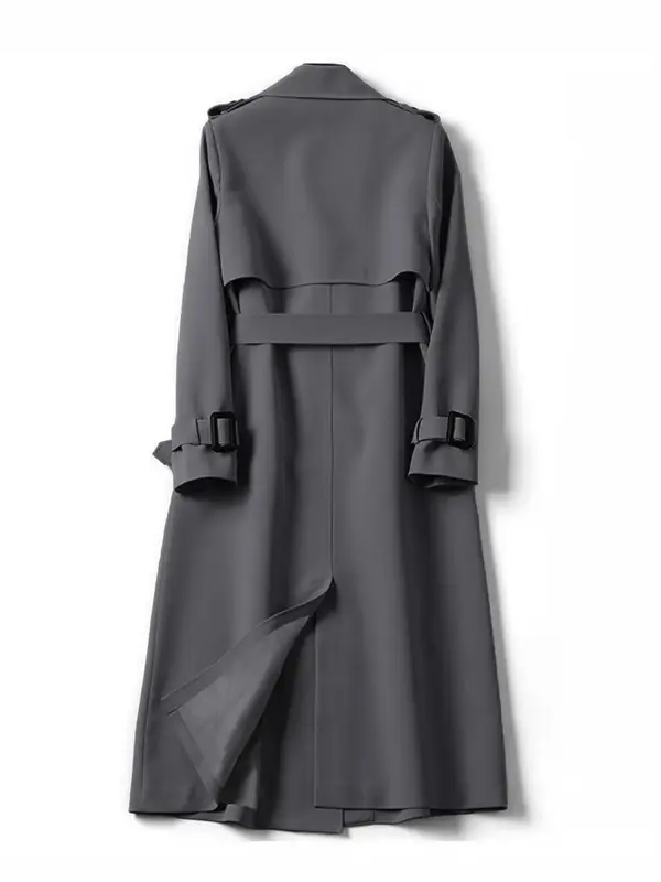 Women's Solid Double Button Belted Trench Coat, Elegant Lapel Neck Long Sleeve Coat for Fall & Winter, Women's Clothing for Daily Wear, Clothing for Women, Going Out Tops 6
