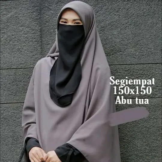 Jilbab segiempat Lepas + Cadar diamond Crepe uk. 130x 130 dan 150x150 cm Khimar