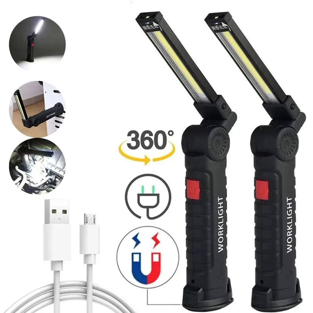 ไฟทำงานซ่อม COB มัลติฟังก์ชั่น, ขับเคลื่อนโดย USB, พับได้, ไฟฉาย LED ซ่อมแม่เหล็ก, ระบบกันสะเทือน, เหมาะสำหรับการซ่อมรถ, โคมไฟเต็นท์, #455895