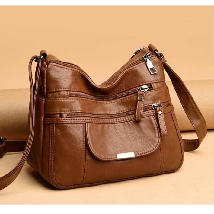 Túi xách nữ đeo vai đeo chéo da mềm nhiều ngăn khóa ngang cực tiện dụng LILA DV18 Da PU Trơn Bag