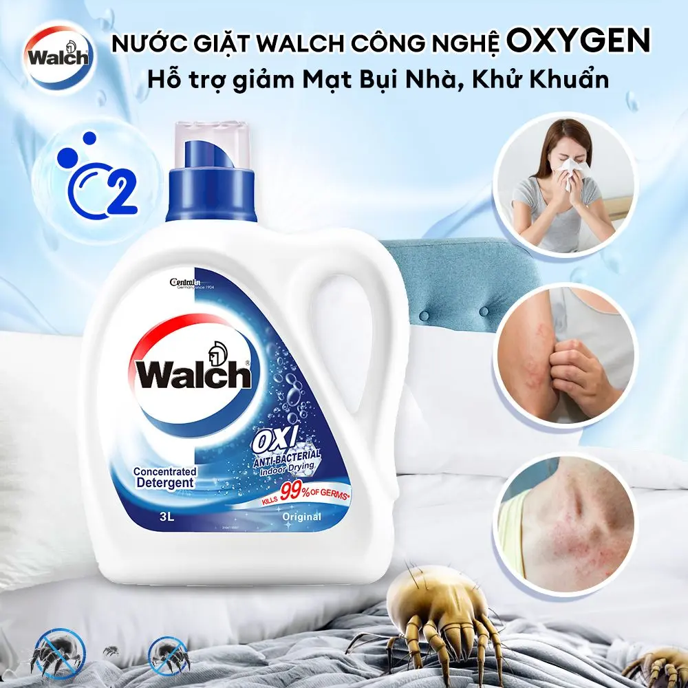 [DUY NHẤT 4-6/5]Nước giặt Walch 3L - Hỗ Trợ Giảm 99% vi khuẩn, loại bỏ mạt bụi và mùi khó chịu Làm Sạch