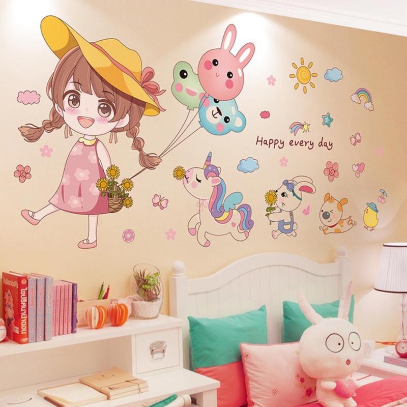 Decal dán tường,giấy dán tường tự dính trang trí phòng ngủ bé gái