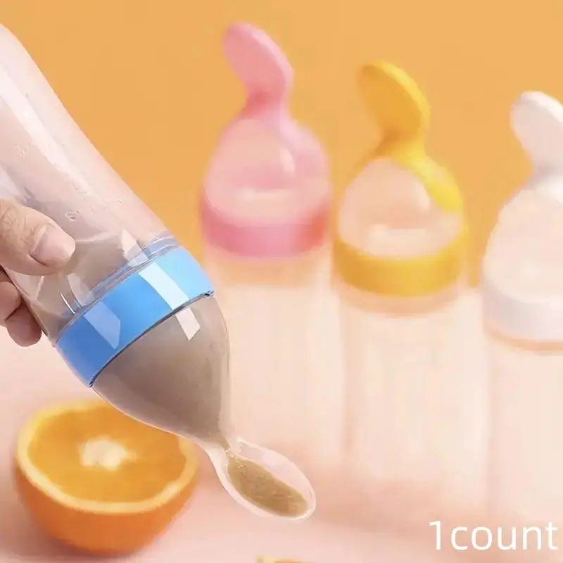 Random Color Silicone Baby Feeding Spoon, Baby Food Dispensing Spoon, Feeding Accessories for Baby Boys and Girls