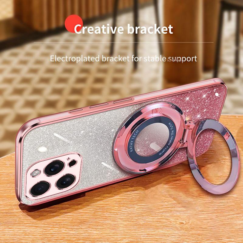 Product Introduction of For Samsung Galaxy A15 4G A15 5G A25 A35 A55 Case with Electroplated Stand Bracket Fashion Luxury Glitter Phone Cases Clear Soft TPU Silicone Shockproof Protective Back Cover Camera Protect Casing 3