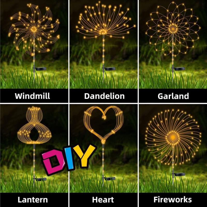 Solar Powered Firework Shaped Light, 120 LEDs Outdoor Solar Garden Decorative Light, Waterproof String Landscape Light for Walkway Pathway Backyard Decoration 4