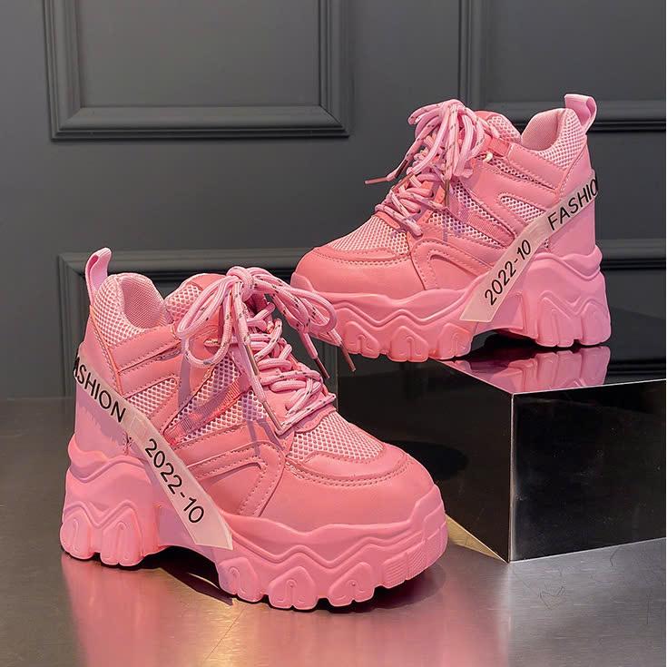 Giày thể thao nữ đế bố tăng chiều cao 12 phân siêu nhẹ phong cách cá tính hàng cao cấp JB17 - Giày độn đế nữ hack dáng tự nhiên - Jebee Shoes