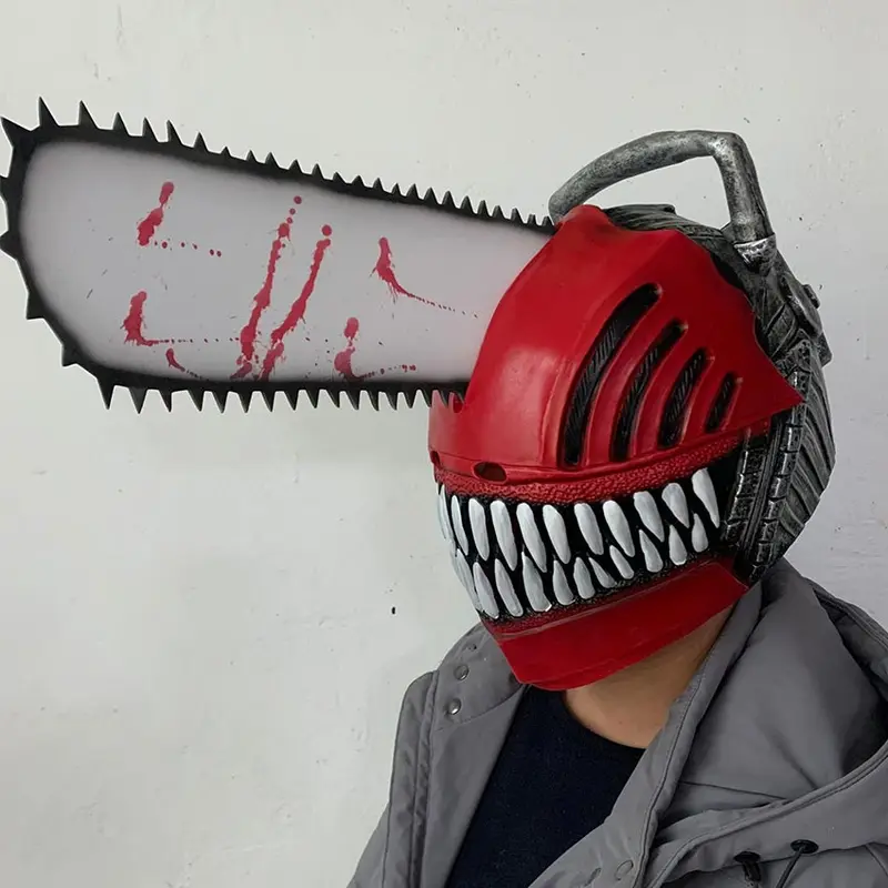 Chainsaw Man Denji Mask Cosplay Latex Masker Helm Masquerade Pesta Halloween Kostum Props 5