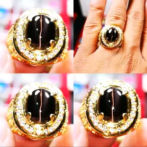 Cincin Batu Permata Natural Opal Cat'ss Eye Lurus Sili