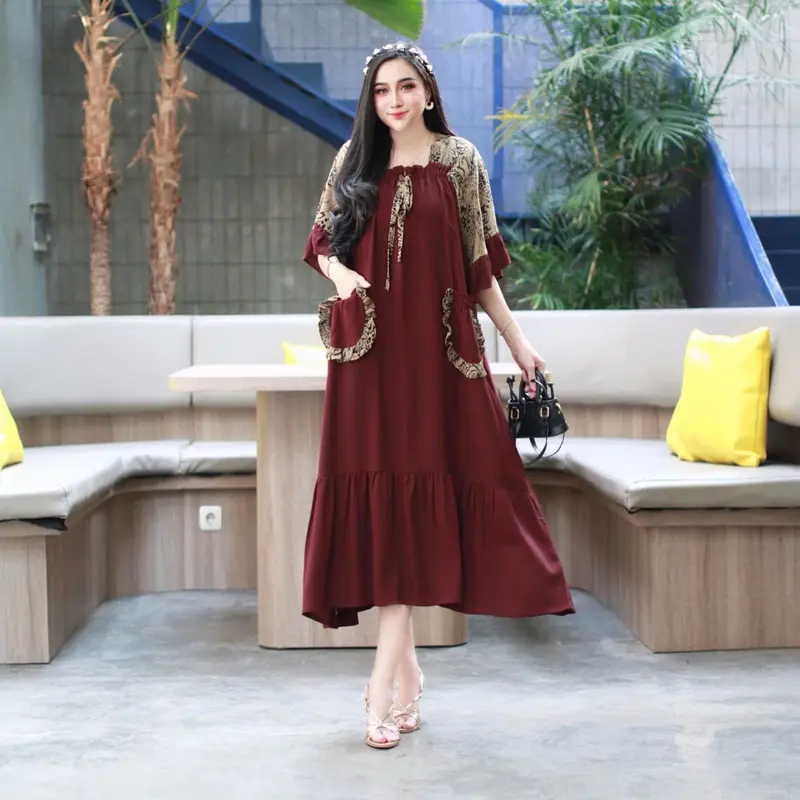 TERBARU // DASTER ANDIN ARAB FUJI LEOPARD DRESS || RAYON SUPER GRADE A ORI || MODEL KEKINIAN DEPAN KERUT LD 120 5
