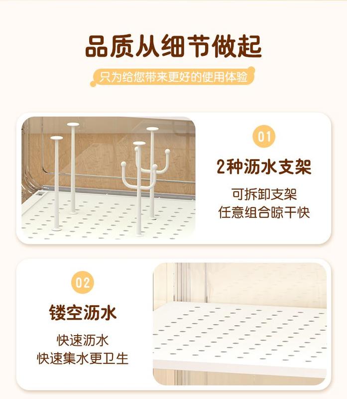Product Introduction of กล่องเก็บขวดนมเด็ก พร้อมชั้นวางระบายน้ำ กันฝุ่น ที่เก็บของบนโต๊ะอาหาร ที่คว่ำจาน ดีไซน์ยอดเยี่ยม 11