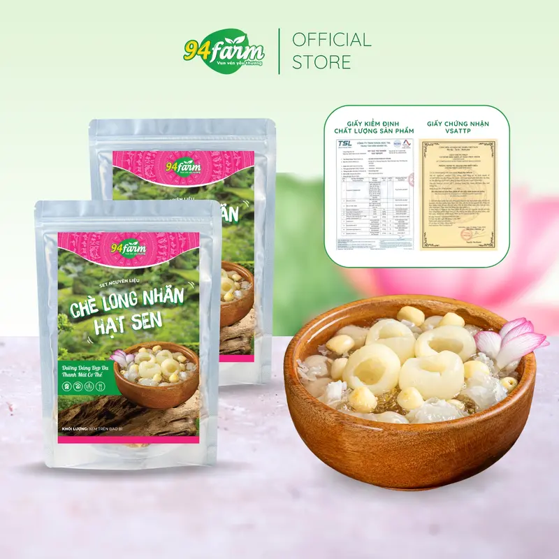 Combo 2 set Chè Long nhãn Hạt sen Tuyết yến 94Farm Nước Trà, Tea 0