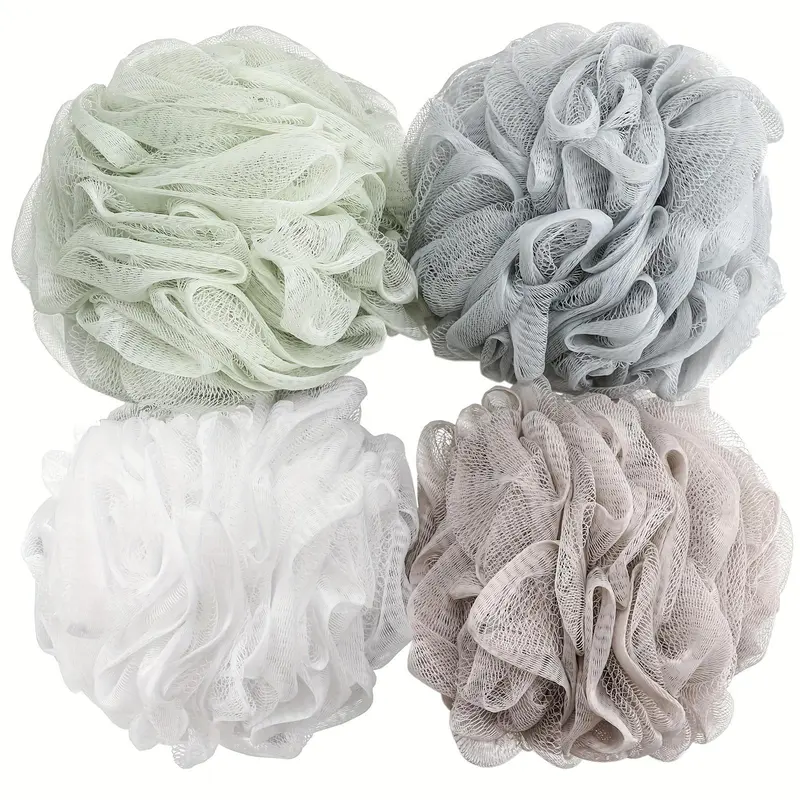 Bathing Loofah with Rope, 1 Count Solid Color Bathing Ball, Shower Exfoliating Ball, Bathroom Supplies for Home Use, Bathroom Accessories 4