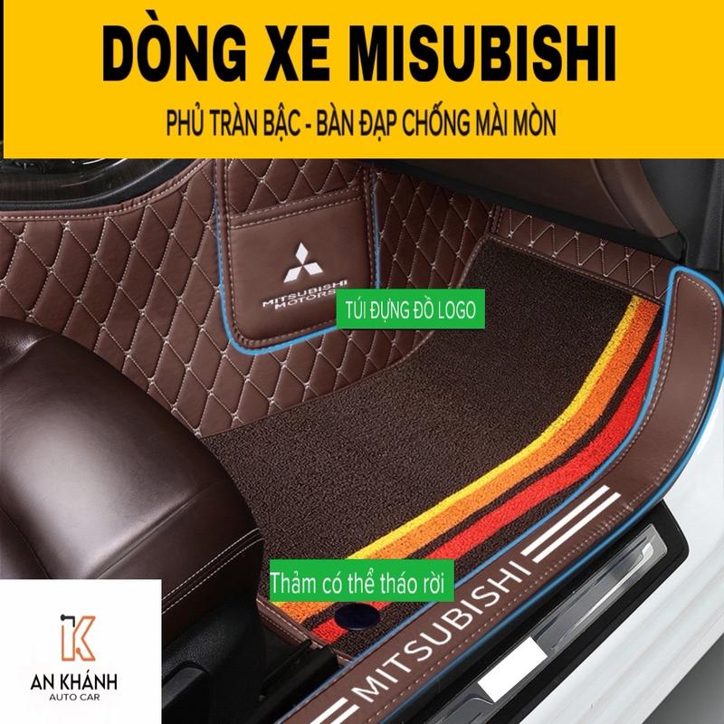 Thảm lót sàn xe Mitsubishi Xpander Outlander,Attrage Tritton Pajero full tràn viền LOGO - Da 6D cao cấp