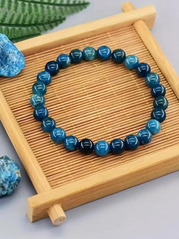 Boho Style Beaded Blue Bracelet, Natural Stone Beaded Bracelet, Fashion Jewelry Accessories for Women & Men, Trendy All-match & Exquisite Jewelry for Birthday Gift 3