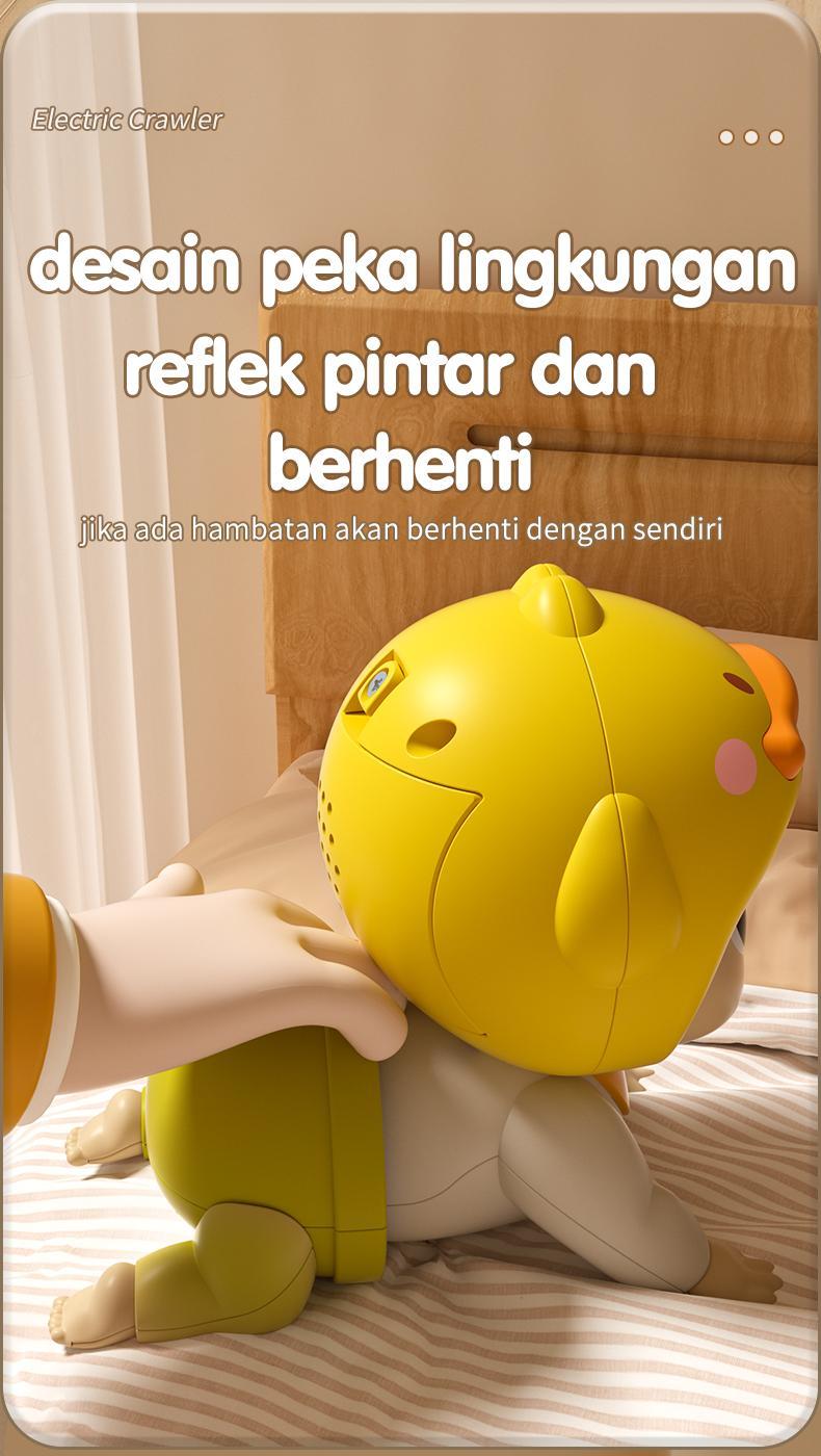 Habibi Boneka Merangkak Elektrik Bayi 0-12 Bulan - Mainan Edukasi Pelatih Gerak & Angkat Kepala Interaktif Toys Perempuan Dolls bayi  mainan