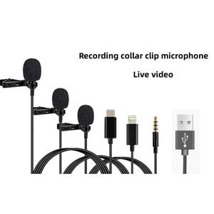 Mikrofon Mini Berwayar Mudah Alih, Panjang 1.5m, Jenis C, Sesuai untuk Telefon Bimbit, Komputer, dan Komputer Riba, Klip Logam pada Lapel, Mikrofon USB, Mikrofon Pemeluwap 3.5mm, CM0049 Hitam Audio Phones Mic