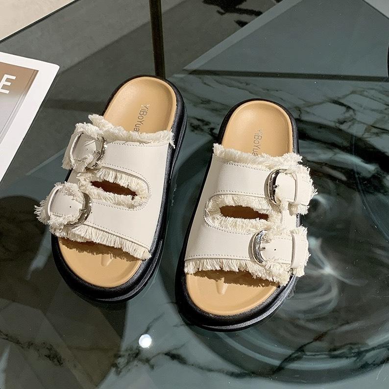"Dép quai ngang tua rua YIBO siêu nhẹ Đón nhận sự thoải mái và phong cách cùng " FULLBOX-LAOỊ ĐẸP DéP GiàY Nữ Shoes Nhung Đồng 2